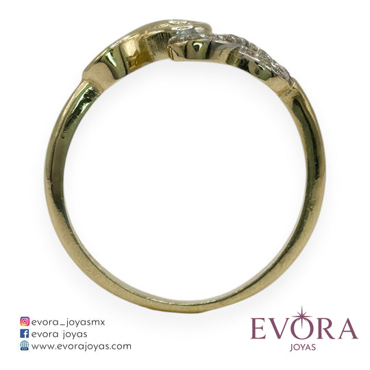 Anillo Infinito Doble Zirconia de Oro 10k