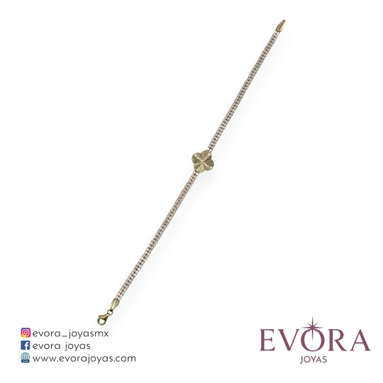 Pulsera Trebol de Zirconias en Oro 10k