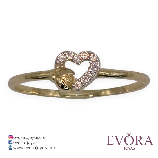 Anillo Catarina en corazón de Oro 10k
