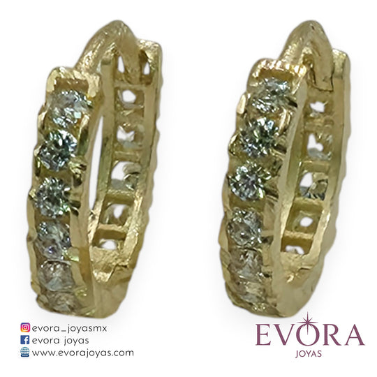 Aretes Huggies de Trenza con Zirconia de Oro 10k