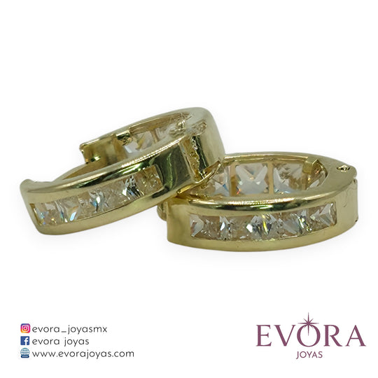 Aretes Huggies con Zirconia Colores de Oro 10k