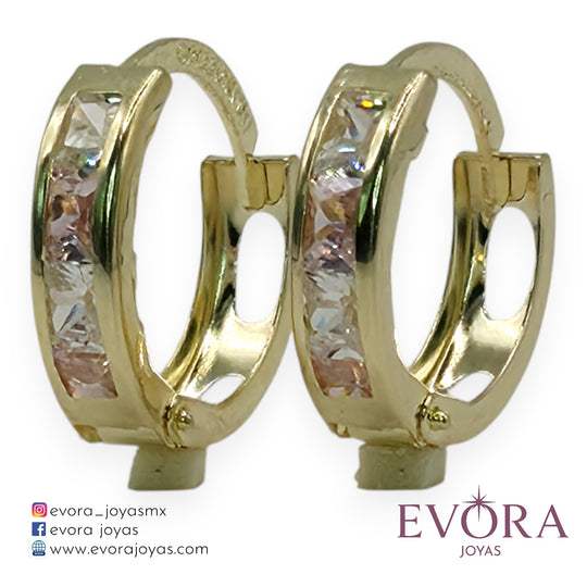 Aretes Huggies con Zirconia Colores de Oro 10k