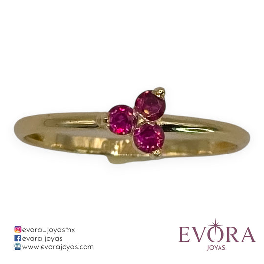 Anillo Trebol Rosa de Oro 10k