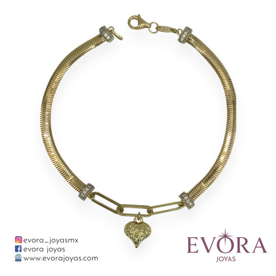 Pulsera 1 Corazon Lisa de Oro 10k