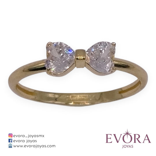 Anillo Moño de Zirconias de Oro 10k