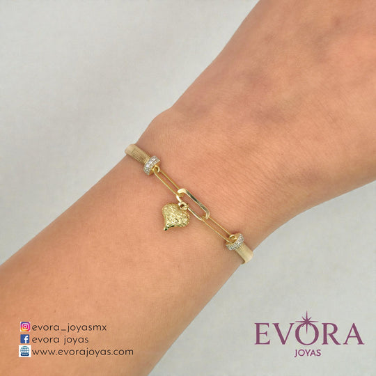 Pulsera 1 Corazon Lisa de Oro 10k