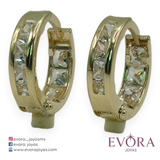 Aretes Huggies con Zirconia Colores de Oro 10k