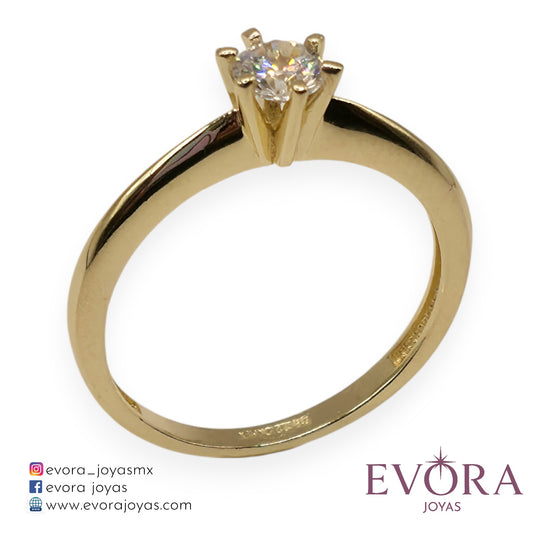 Anillo Compromiso Zirconia Grueso de Oro 10k