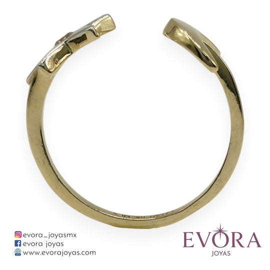 Anillo Estrella y Luna de Oro 10k