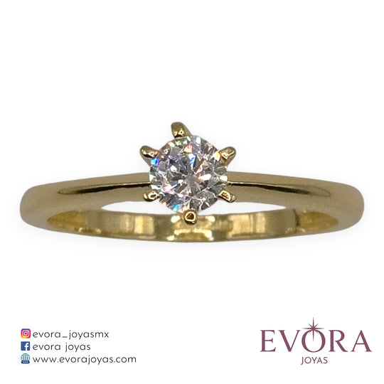 Anillo Compromiso Zirconia Grueso de Oro 10k