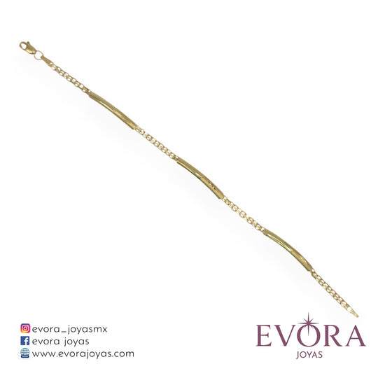 Pulsera Figaro 3 Esclavas de Oro 10k