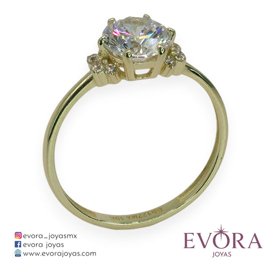 Anillo Compromiso Zirconia de Oro 10k
