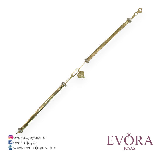Pulsera 1 Corazon Lisa de Oro 10k