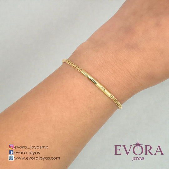 Pulsera Figaro 3 Esclavas de Oro 10k