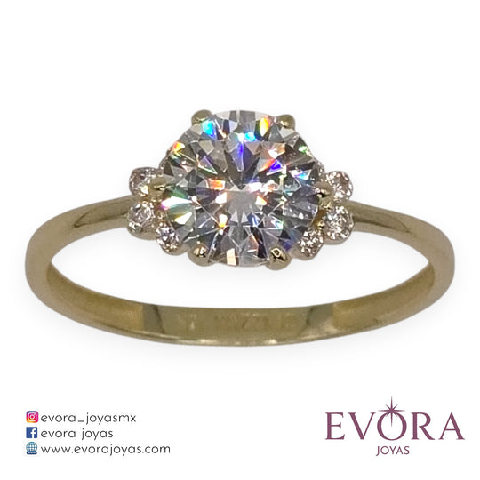 Anillo Compromiso Zirconia de Oro 10k