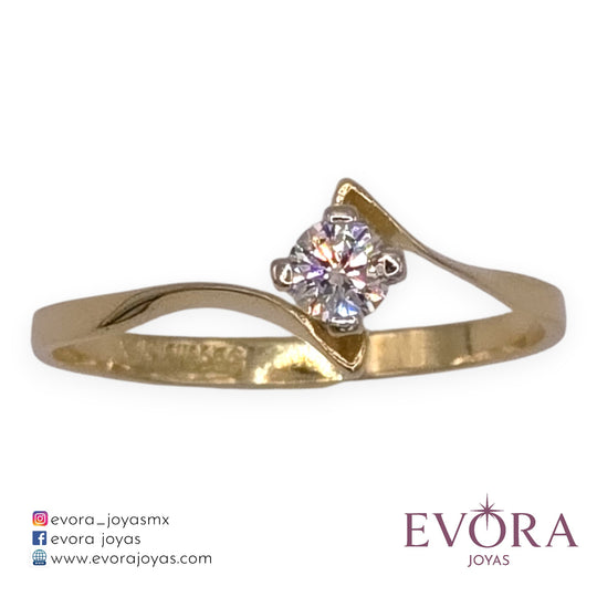 Anillo Compromiso Cruzado Zirconia de Oro 10k