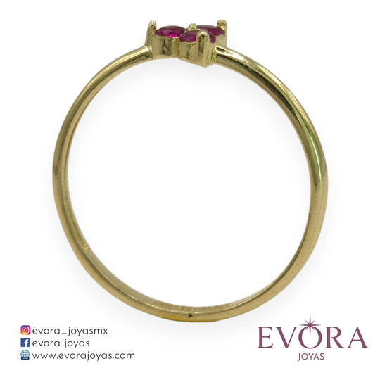 Anillo Trebol Rosa de Oro 10k