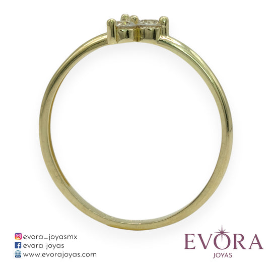 Anillo Trebol Blanco de Oro 10k