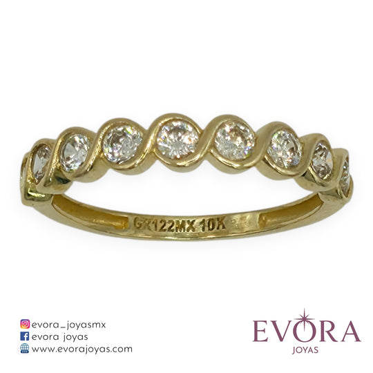 Anillo Churumbela Zirconias de Oro 10k