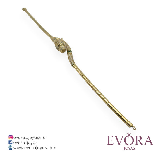 Pulsera Pantera Zirconias Verde de Oro 10k