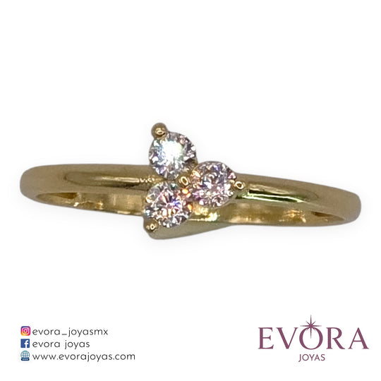 Anillo Trebol Blanco de Oro 10k