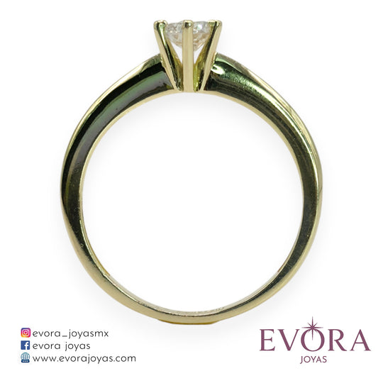Anillo Compromiso Zirconia Grueso de Oro 10k