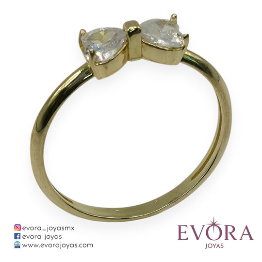 Anillo Moño de Zirconias de Oro 10k