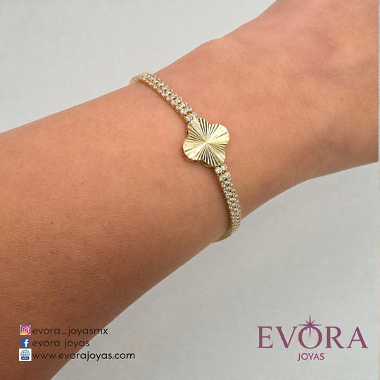 Pulsera Trebol de Zirconias en Oro 10k