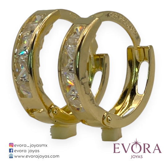 Aretes Huggies con Zirconia Colores de Oro 10k